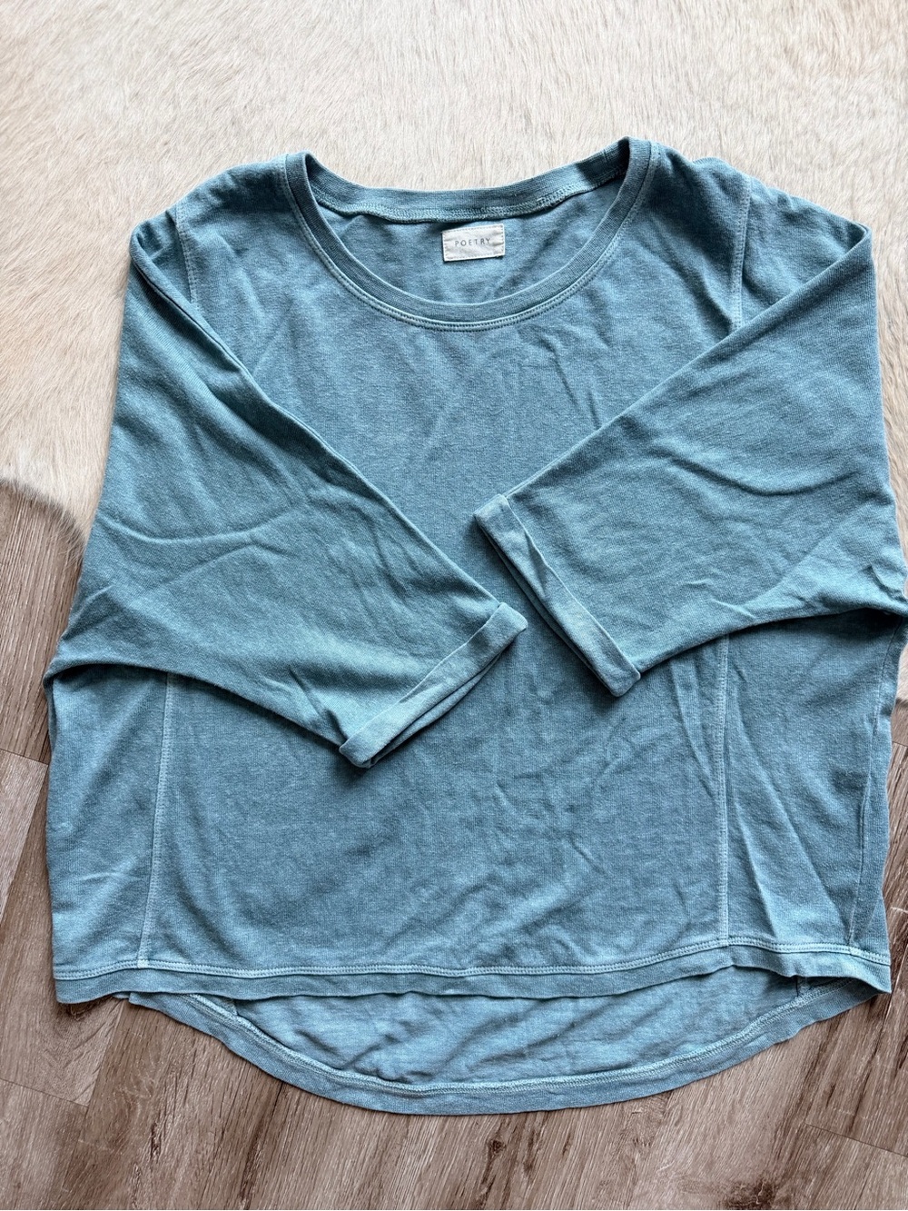 Poetry Seafoam Green Scoop Neck Long Sleeve Top